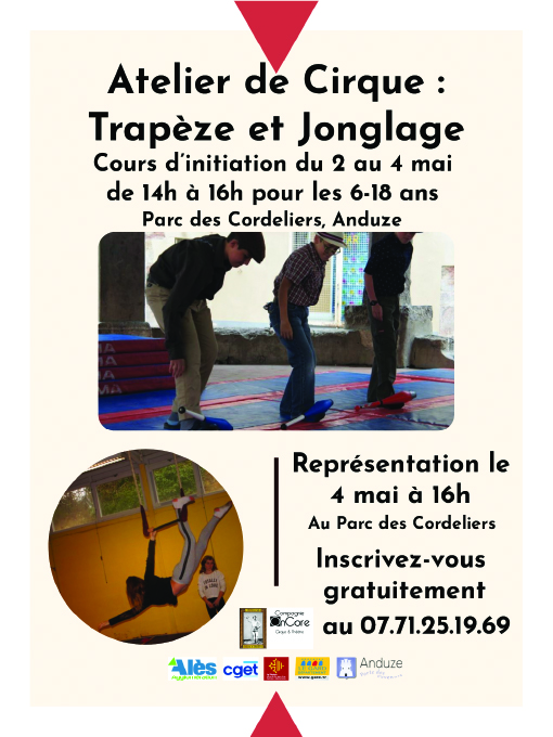 affiche atelier trapeze et jonglage - Oncore - mai 2022