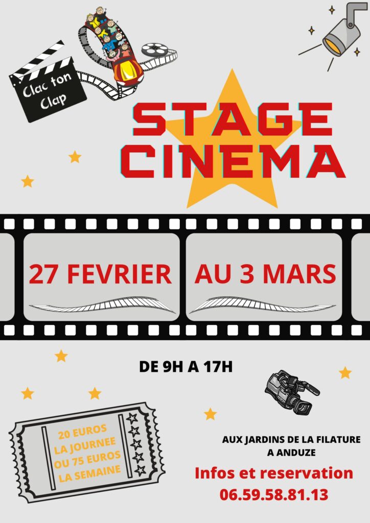 Affiche stage de cinéma - Clac Ton Clap - février 2023
