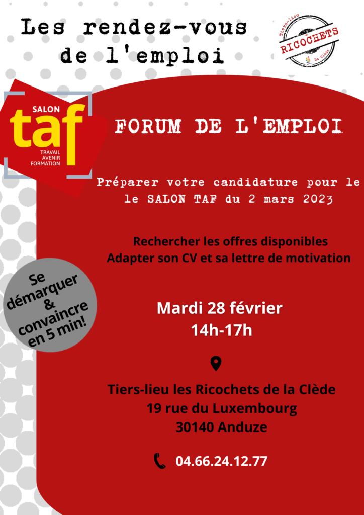affiche Salon TAF 2023 - Alès - préparation Ricochets