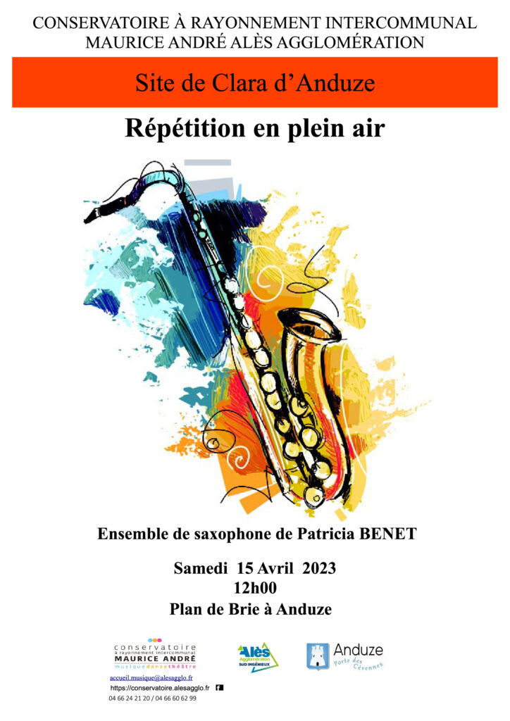 Affiche Répétition plein air saxophones - 15 avril 2023