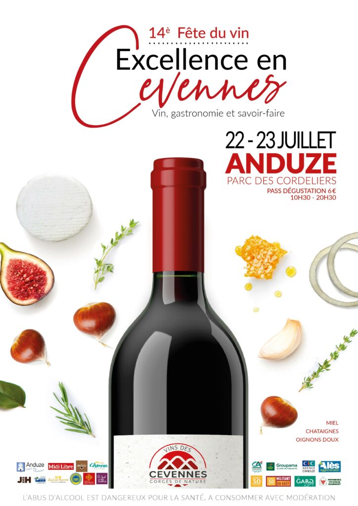 affiche Fête des vins d'Anduze - 22 et 23 juillet 2023