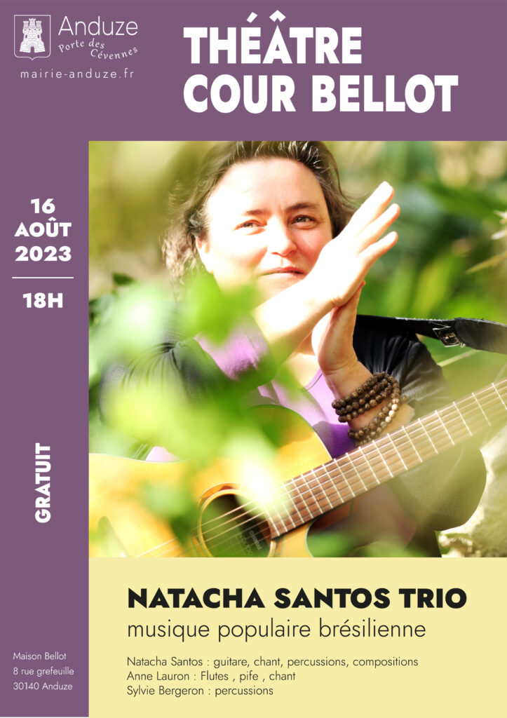 affiche Théâtre cour Bellot - Natacha santos trio - 16 août 2023