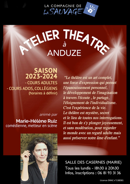 flyer Atelier théâtre MH Ruiz - 2023/2024