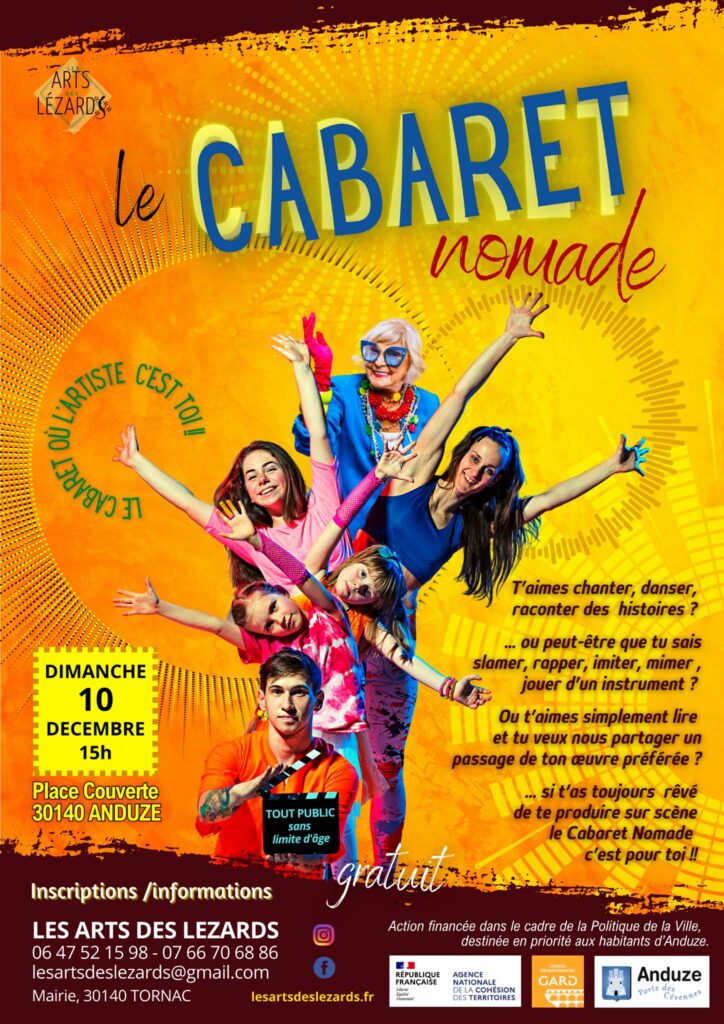 affiche Le Cabaret nomade - Les Arts des Lézards - 10 décembre 2023